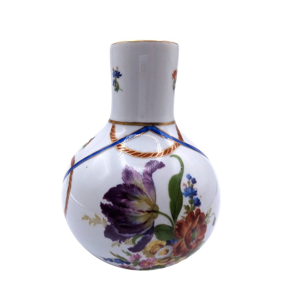 Vintage Elios H F Peint Main Porcelain Hand Painted Iris Floral Vase